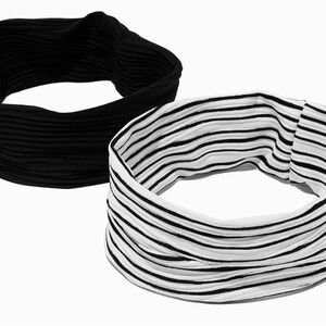 Claire's Headwraps Black and White Striped Headbands